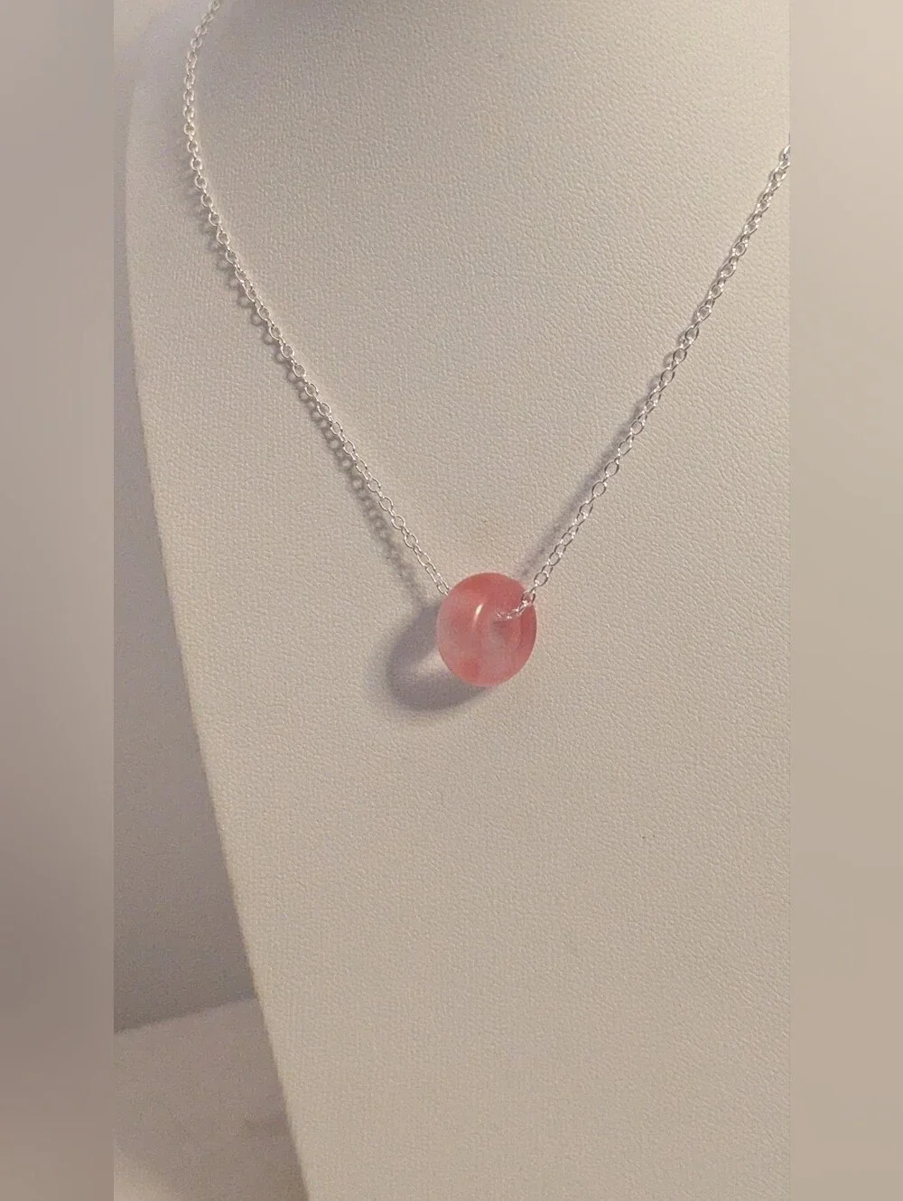 Delicate Strawberry Quartz Minimalist Bead Necklace